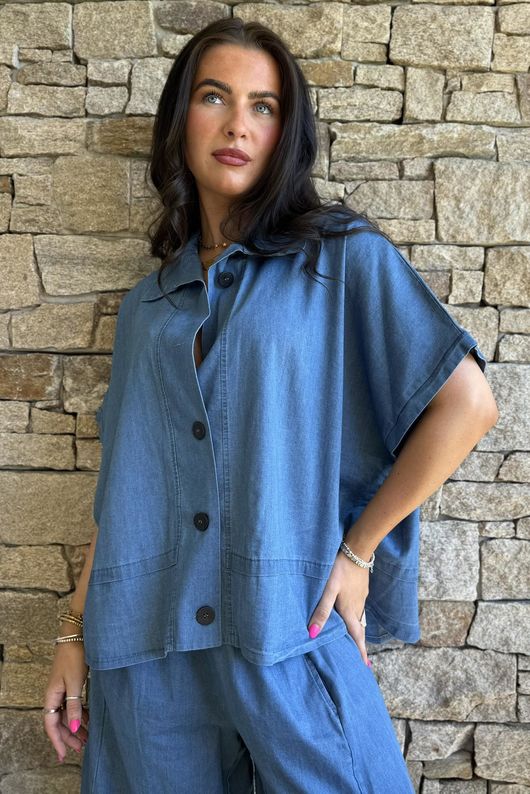 Freddie Cap Sleeve Shirt Jacket Mid